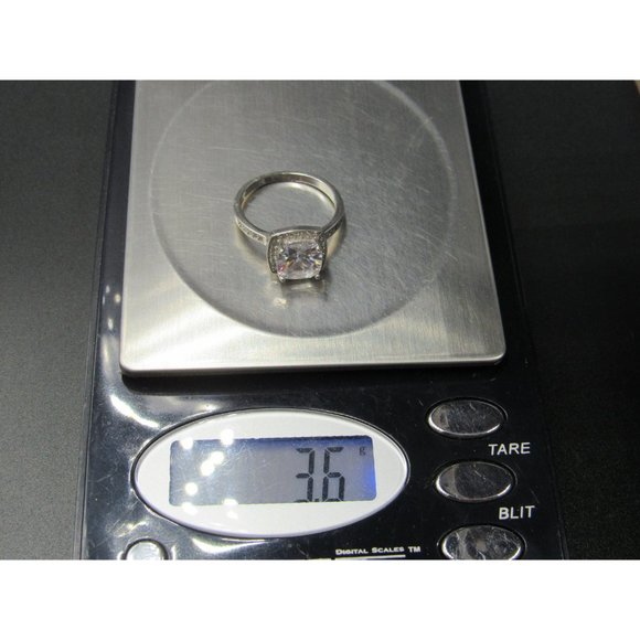 Size 7 Sterling Silver Halo Style CZ Square Band Ring Vintage Statement - Picture 8 of 8